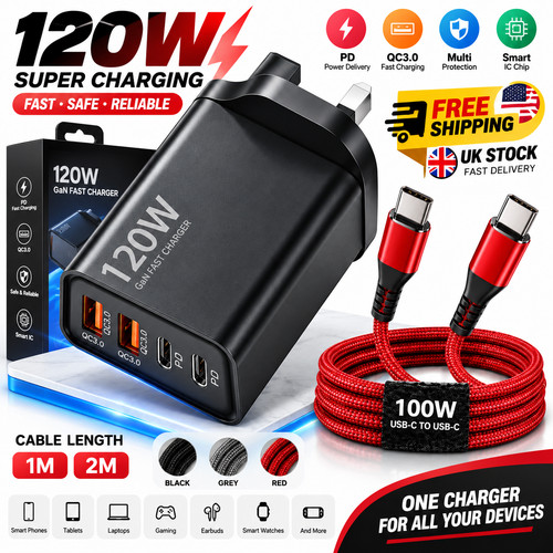 Port phone charger plug uk - 4-port,